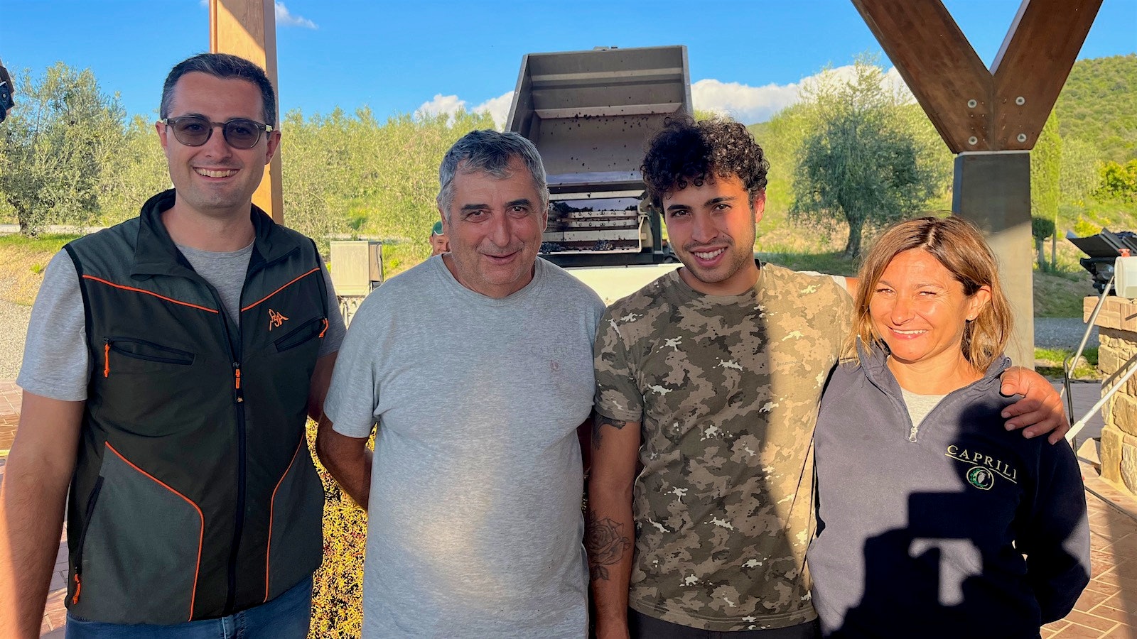 From left, Giacomo Bartolommei with his father, Manuele, cousin Filippo and Aunt Paola, who all work at Caprili